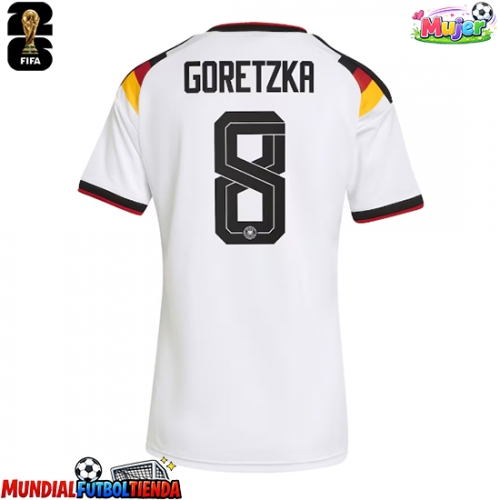 Camiseta Alemania Leon Goretzka #8 Primera Equipación Replica Mundial 2026 para mujer mangas cortas